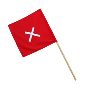 Pinnacle Red Flag Wooden Handle With Reflective Cross